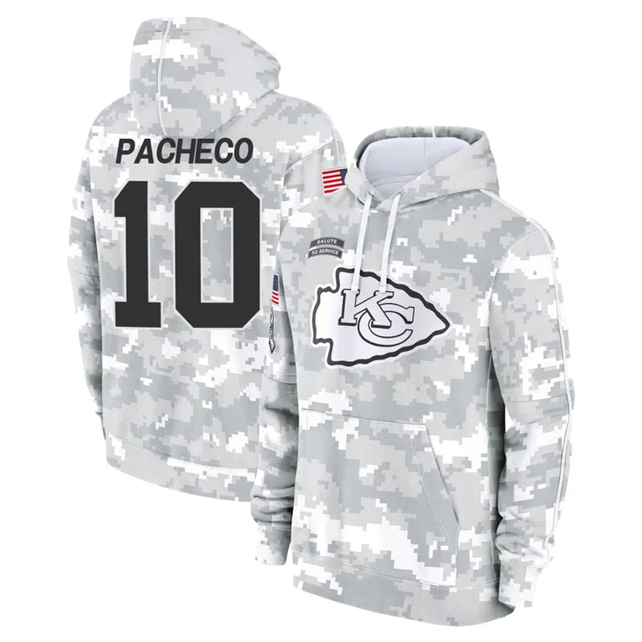 tocy KC.Chiefs #10 Isiah Pacheco Player Salute to Service Hoodies Stitched Jerseys