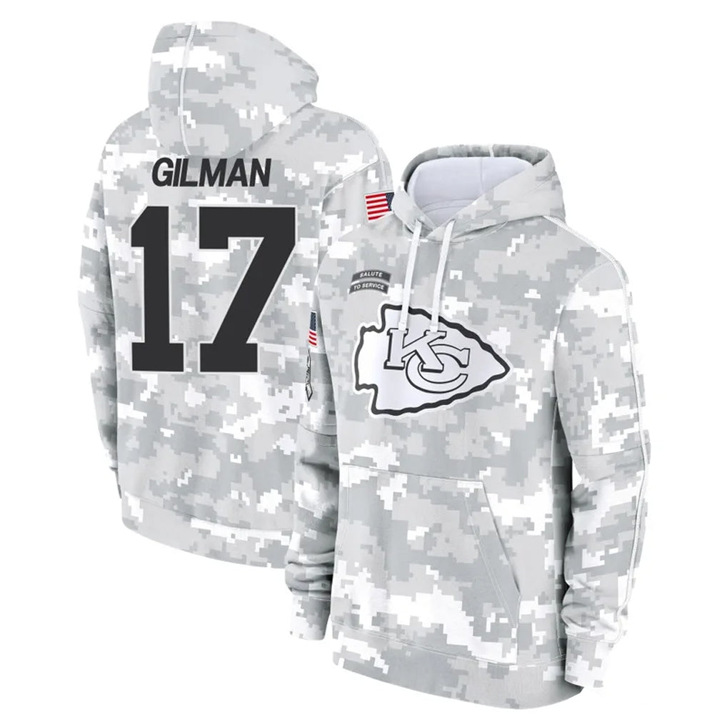 tocy KC.Chiefs #17 Alohi Gilman Player Arctic Camo Salute to Service Hoodies Limited Game Stitched Jerseys