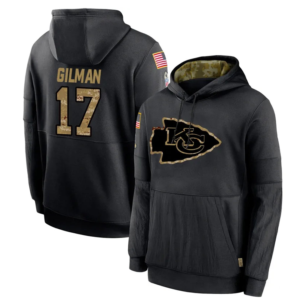 tocy KC.Chiefs #17 Alohi Gilman Player Black Salute to Service Hoodies Limited Game Stitched Jerseys