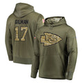 tocy KC.Chiefs #17 Alohi Gilman Player Olive Salute to Service Pullover Hoodies Home Game Stitched Jerseys