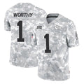 tocy KC.Chiefs #1 Xavier Worthy Player Arctic Camo Salute To Service Limited Game Stitched Jerseys