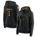 tocy KC.Chiefs #1 Xavier Worthy Player Black Salute to Service Hoodies Stitched Jerseys