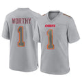 tocy KC.Chiefs #1 Xavier Worthy Player Gray Atmosphere Fashion Game Stitched Jerseys