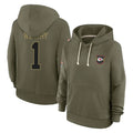 tocy KC.Chiefs #1 Xavier Worthy Player Olive Salute to Service Hoodies Stitched Jerseys