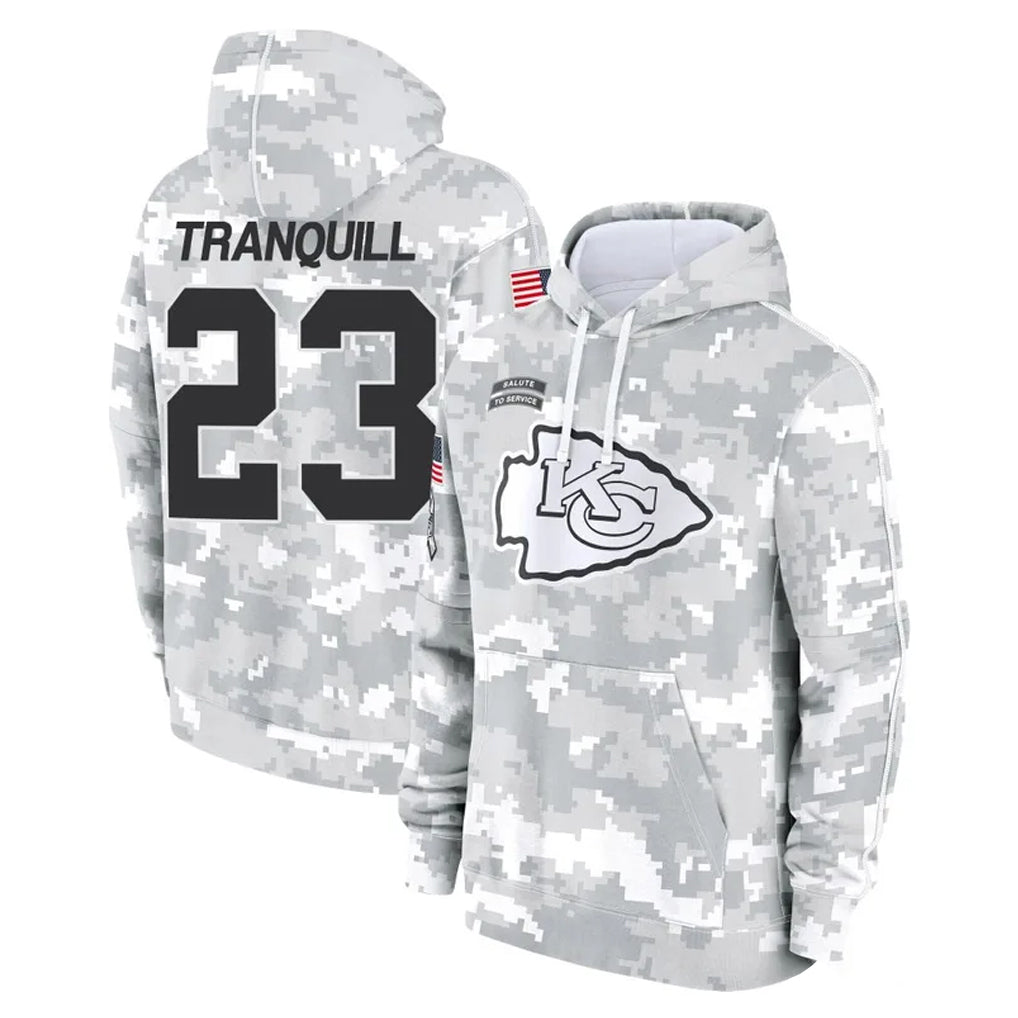 tocy KC.Chiefs #23 Drue Tranquill Player Arctic Camo Salute to Service Hoodies Limited Game Stitched Jerseys