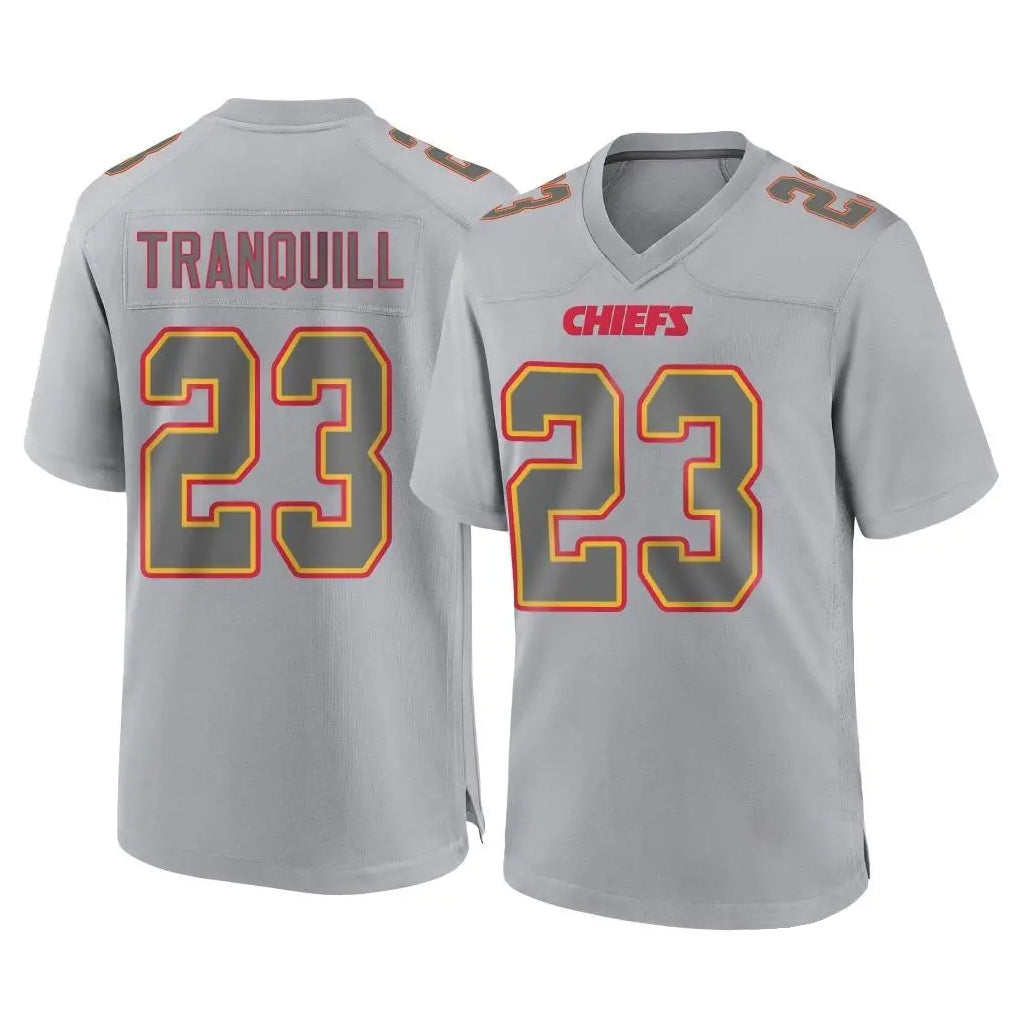 tocy KC.Chiefs #23 Drue Tranquill Player Gray Atmosphere Fashion Game Stitched Jerseys