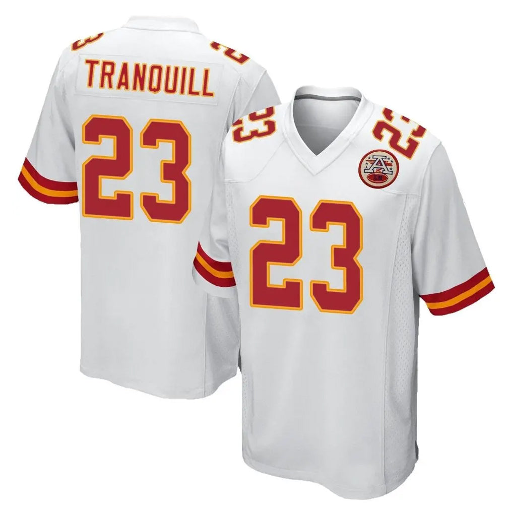 tocy KC.Chiefs #23 Drue Tranquill Player White Home Game Stitched Jerseys