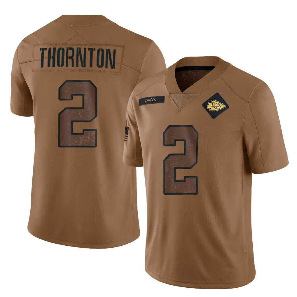 tocy KC.Chiefs #2 Tyquan Thornton Player Brown Salute To Service Limited Stitched Jerseys