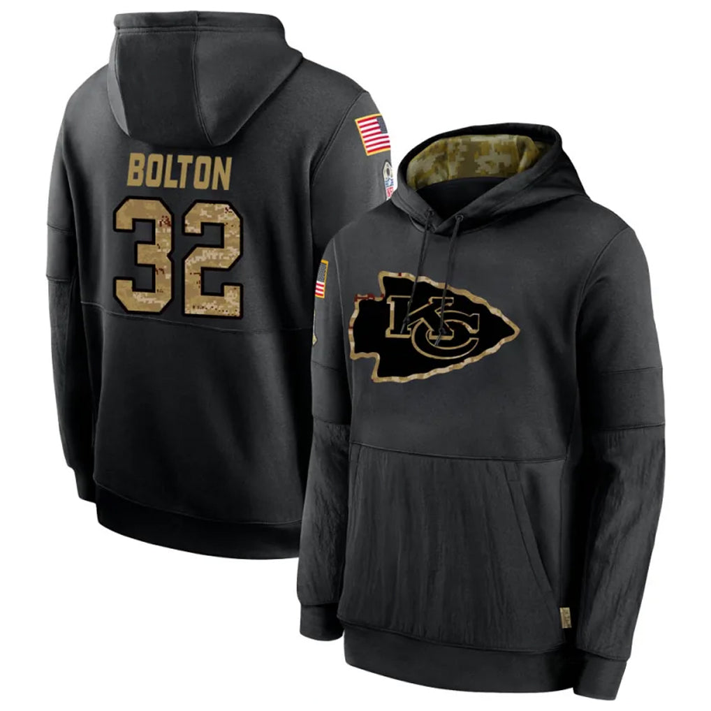 tocy KC.Chiefs #32 Nick Bolton Player Black Salute to Service Hoodies Stitched Jerseys