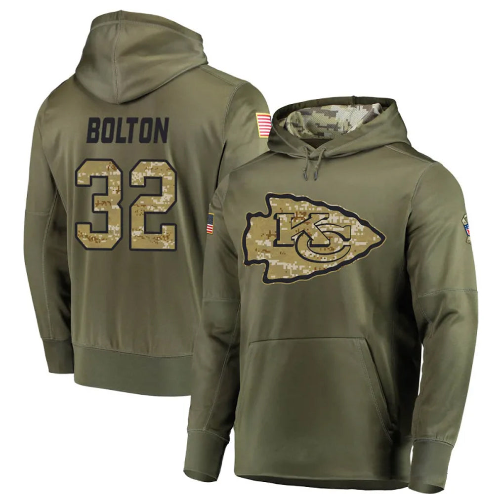 tocy KC.Chiefs #32 Nick Bolton Player Salute to Service Limited Olive Hoodies Stitched Jerseys
