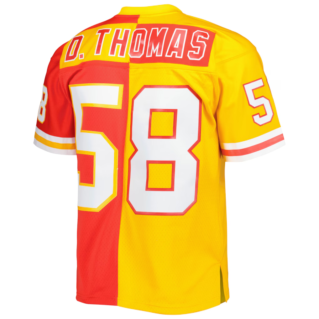 tocy KC.Chiefs #58 Derrick Thomas Mitchell & Ness RedGold 1994 Split Legacy Replica Stitched Puhic Jersey