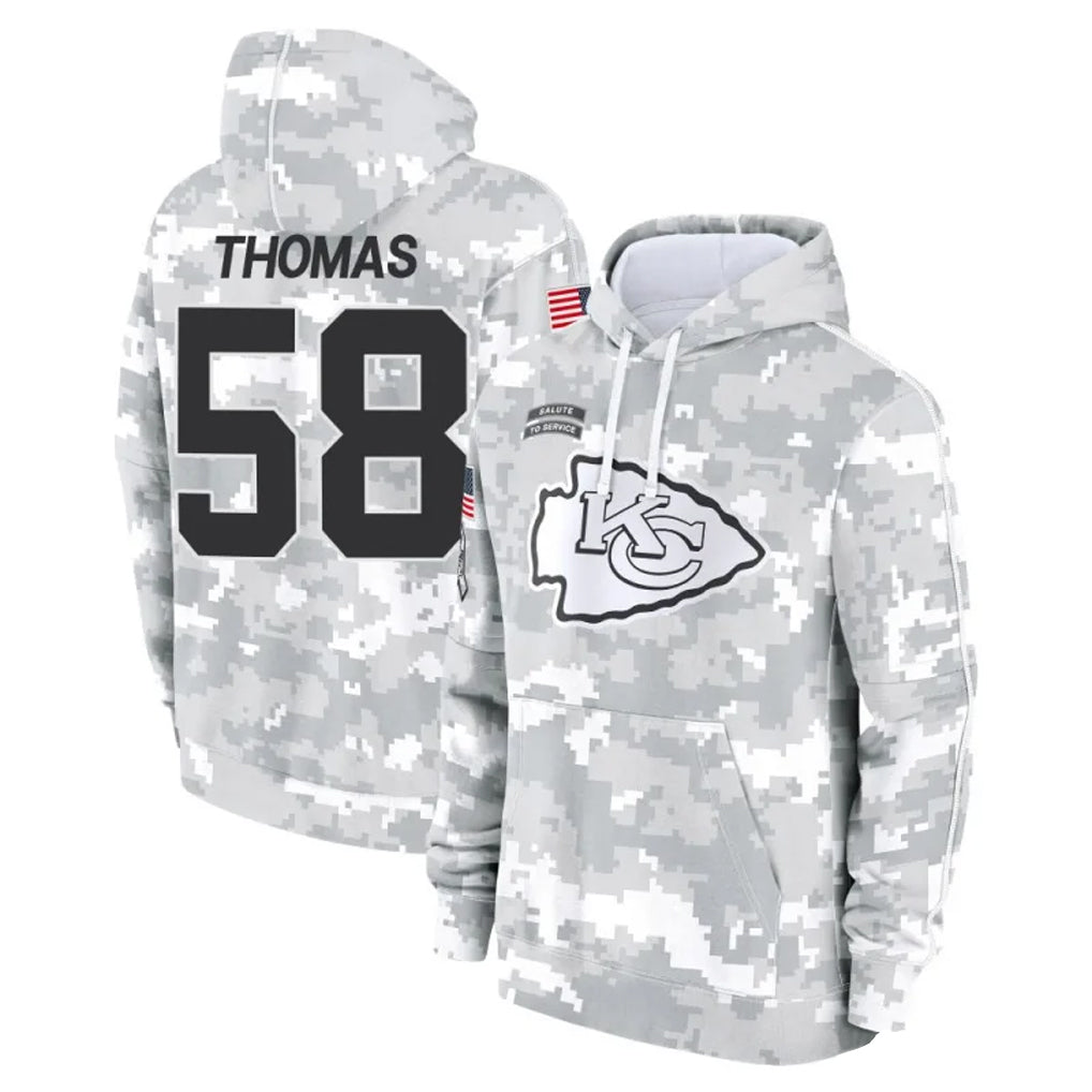 tocy KC.Chiefs #58 Derrick Thomas Player Arctic Camo Salute to Service Hoodies Stitched Jerseys