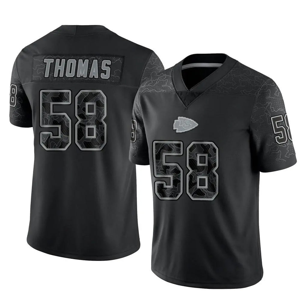tocy KC.Chiefs #58 Derrick Thomas Player Black Limited Reflective Game Stitched Jerseys