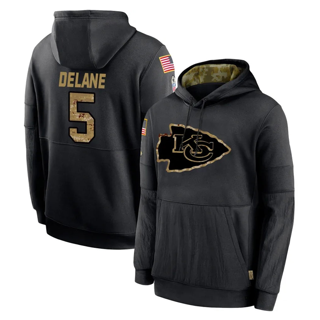 tocy KC.Chiefs #5 Mansoor Delane Player Black Salute to Service Hoodies Limited Game Stitched Jerseys