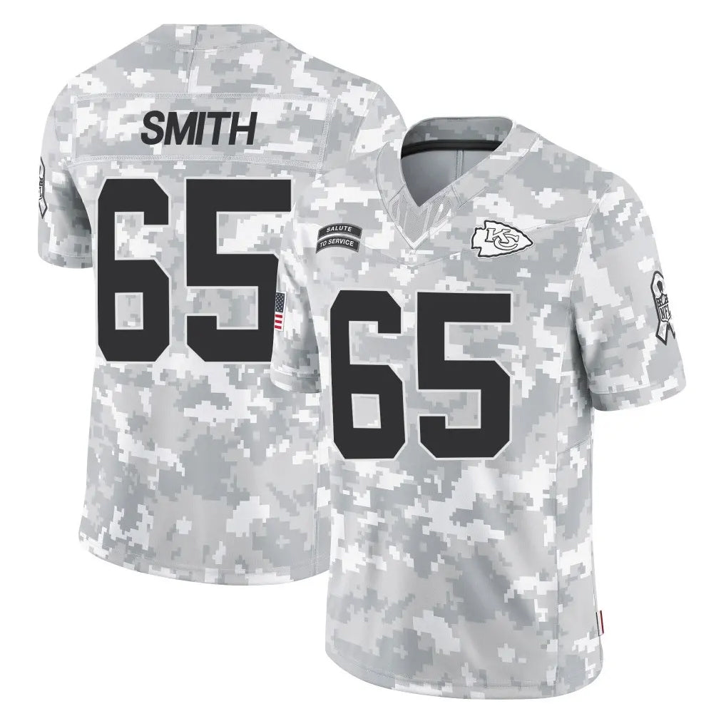 tocy KC.Chiefs #65 Trey Smith Player Arctic Camo Salute To Service Limited Game Stitched Jerseys