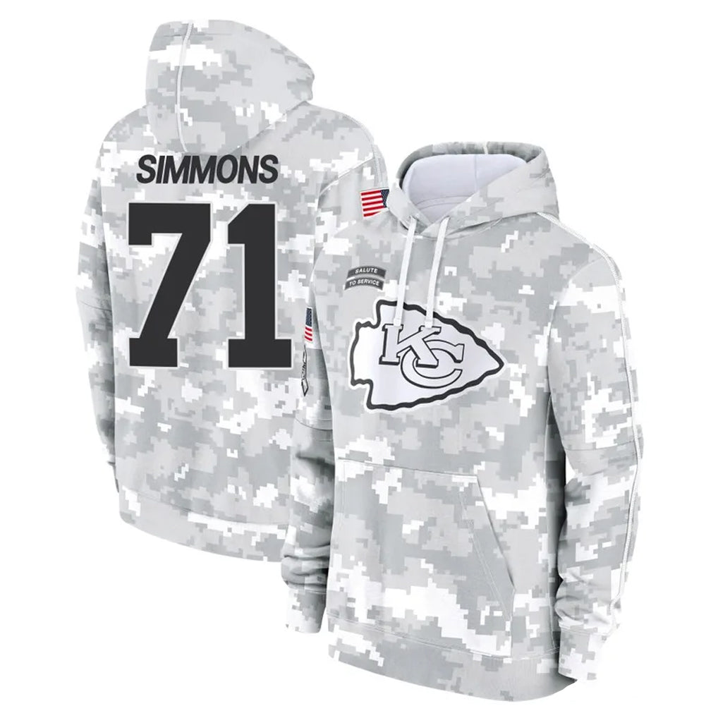 tocy KC.Chiefs #71 Josh Simmons Player Arctic Camo Salute to Service Hoodies Limited Game Stitched Jerseys