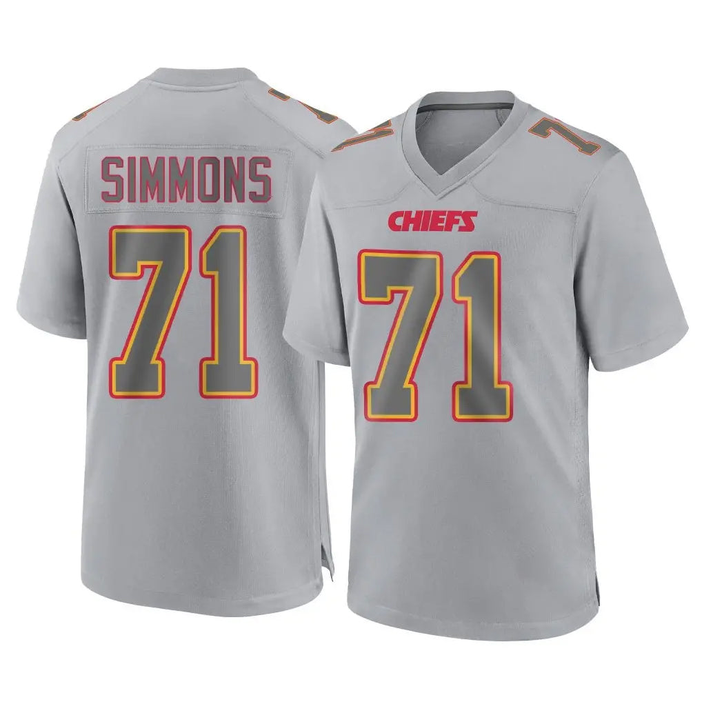 tocy KC.Chiefs #71 Josh Simmons Player Gray Atmosphere Fashion Game Stitched Jerseys