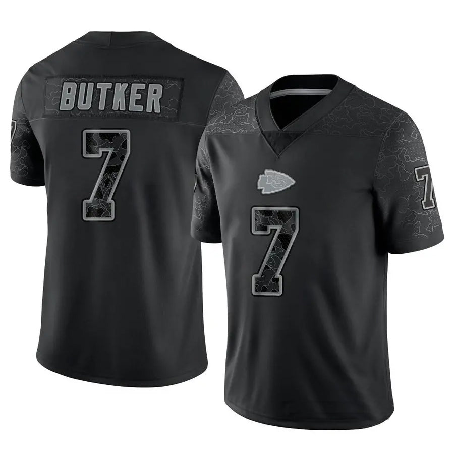 tocy KC.Chiefs #7 Harrison Butker Player Black RFLCTV Limited Stitched Jerseys