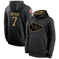 tocy KC.Chiefs #7 Harrison Butker Player Black Salute to Service Hoodies Stitched Jerseys