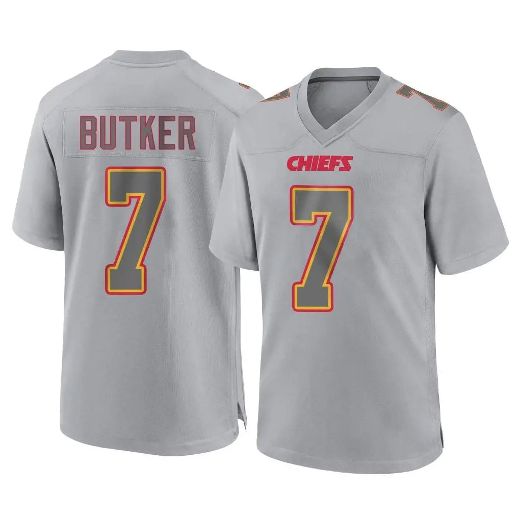 tocy KC.Chiefs #7 Harrison Butker Player Gray Atmosphere Fashion Game Stitched Jerseys
