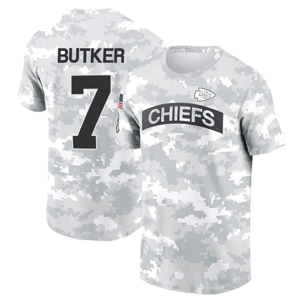 tocy KC.Chiefs #7 Harrison Butker Player Salute to Service Hoodies & T-Shirts Stitched Jerseys