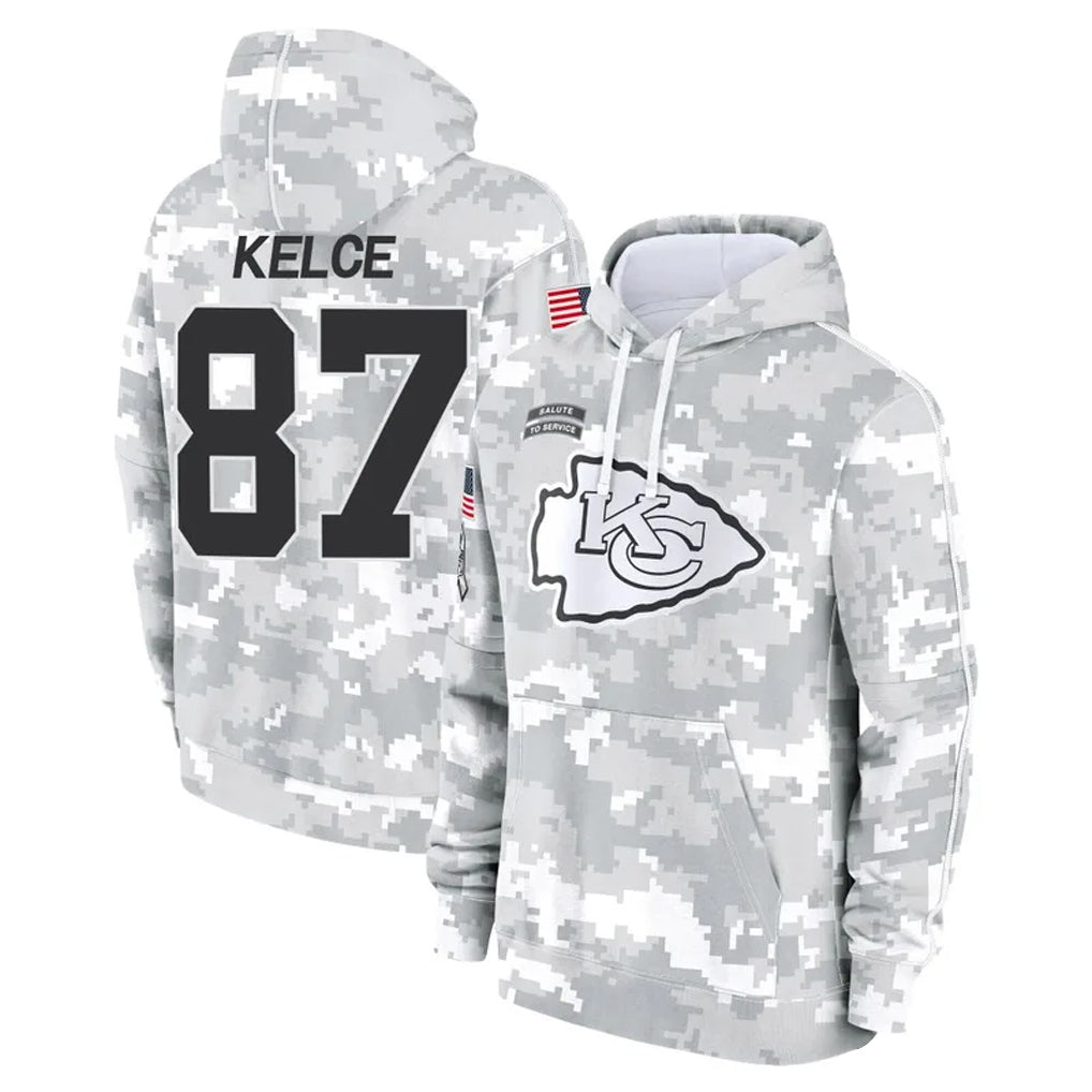tocy KC.Chiefs #87 Travis Kelce Player Arctic Camo Salute to Service Hoodies Stitched Jerseys