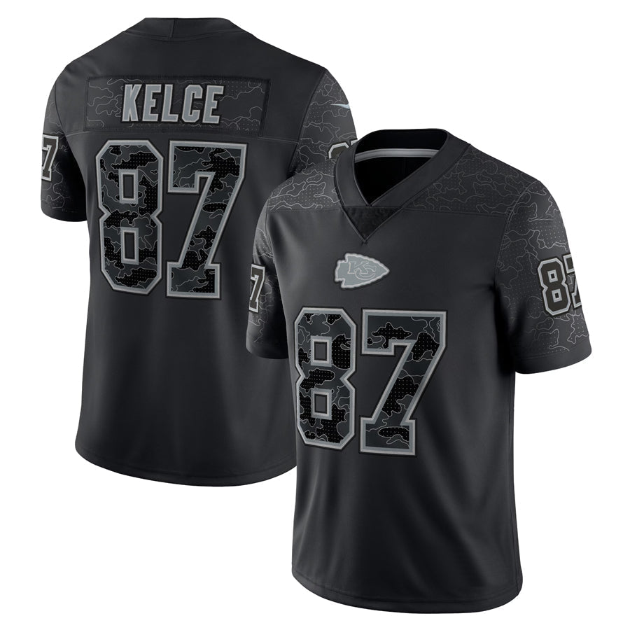 tocy KC.Chiefs #87 Travis Kelce Player Black RFLCTV Limited Stitched Jerseys
