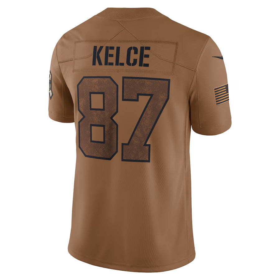 tocy KC.Chiefs #87 Travis Kelce Player Brown Salute To Service Limited Stitched Jerseys