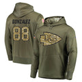 tocy KC.Chiefs #88 Tony Gonzalez Player Olive Salute to Service Pullover Hoodies Home Game Stitched Jerseys
