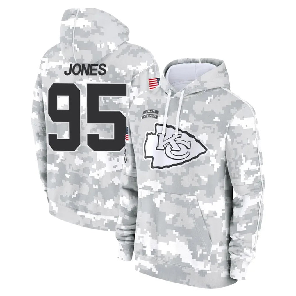 tocy KC.Chiefs #95 Chris Jones Player Arctic Camo Salute to Service Hoodies Stitched Jerseys