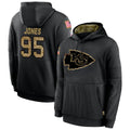 tocy KC.Chiefs #95 Chris Jones Player Black Salute to Service Hoodies Stitched Jerseys