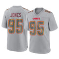 tocy KC.Chiefs #95 Chris Jones Player Gray Atmosphere Fashion Game Stitched Jerseys