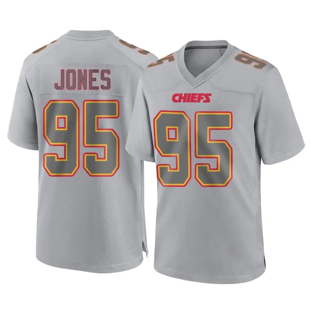tocy KC.Chiefs #95 Chris Jones Player Gray Atmosphere Fashion Game Stitched Jerseys