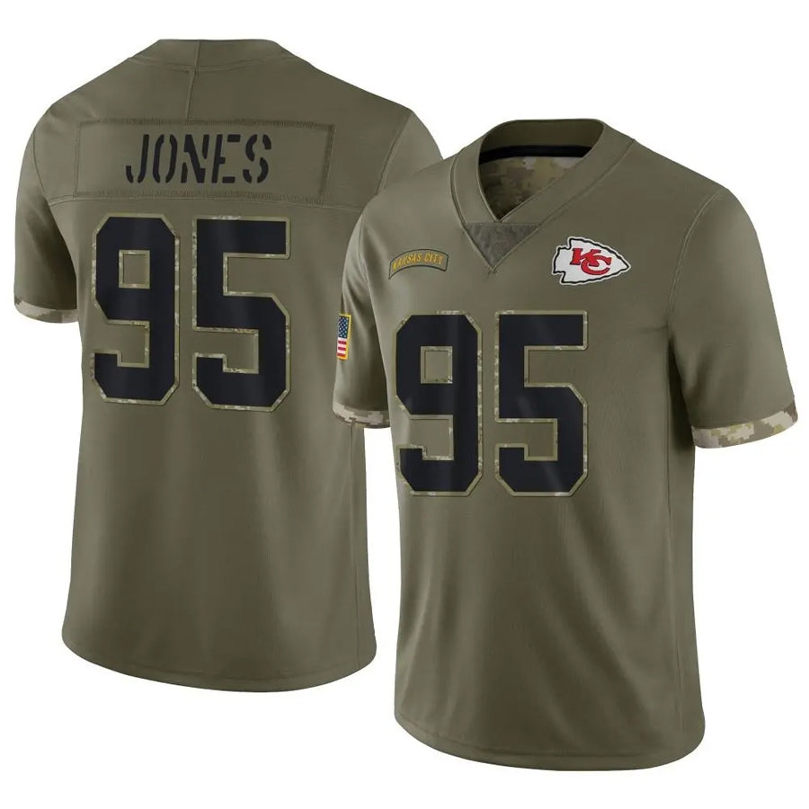 tocy KC.Chiefs #95 Chris Jones Player Olive Salute To Service Stitched Jerseys