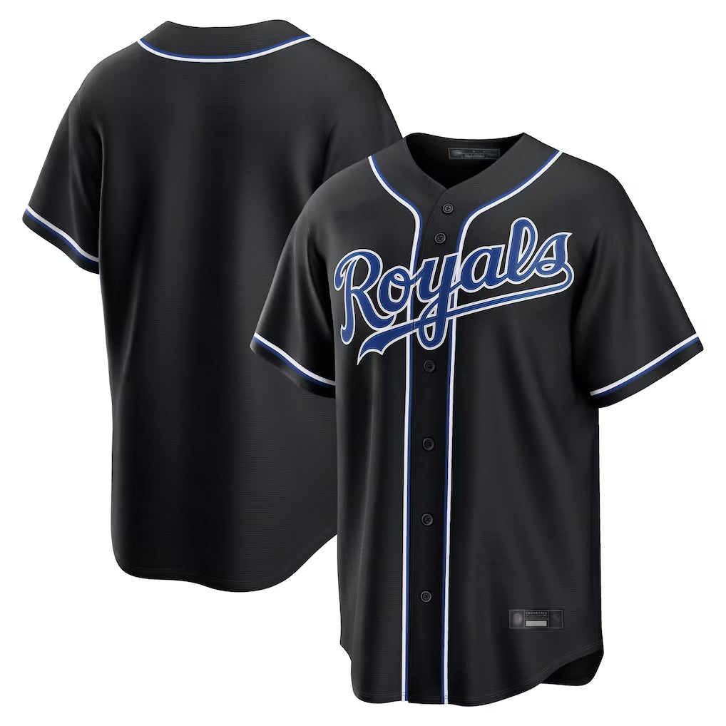 tocy KC.Royals Black Carbon Fashion Home Game Blank Player Stitched Jerseys