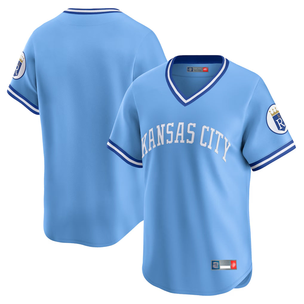 tocy KC.Royals Light Blue Limited Throwback Cooperstown Collection Blank Player T-shirt Stitched Jerseys