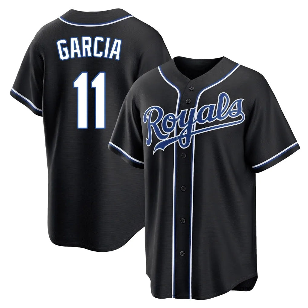 tocy KC.Royals #11 Maikel Garcia Player Black Carbon Fashion Home Game Stitched Jerseys