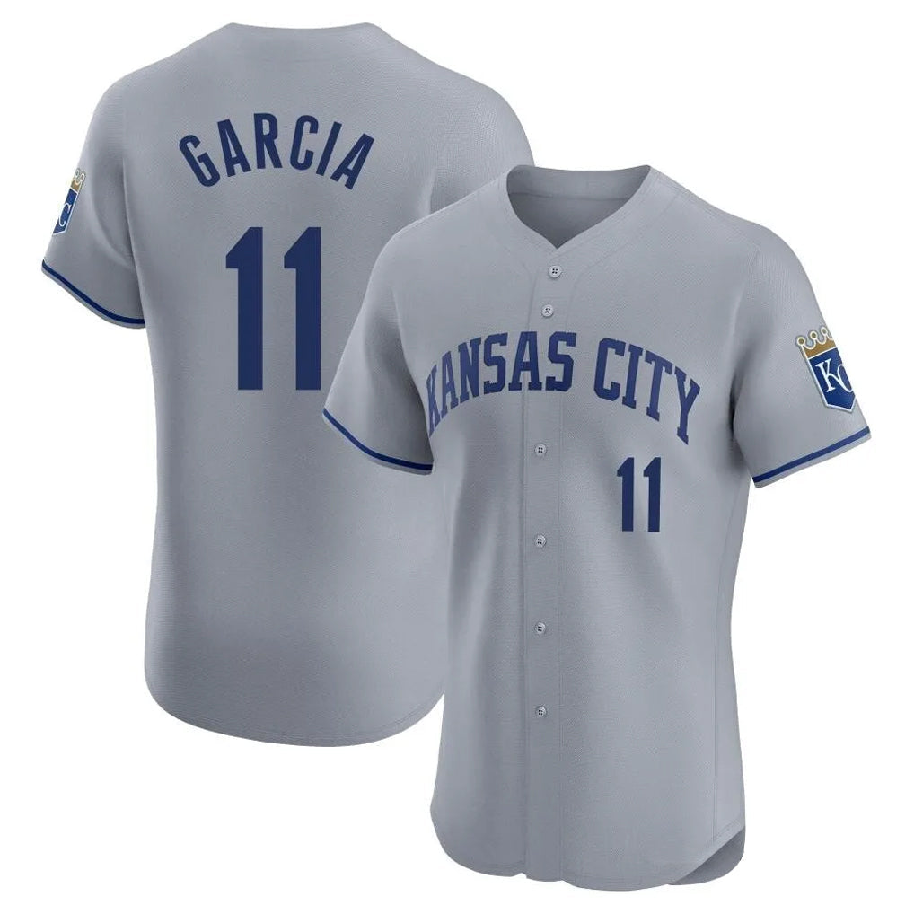 tocy KC.Royals #11 Maikel Garcia Player Gray Limited Elite Home Stitched Jerseys
