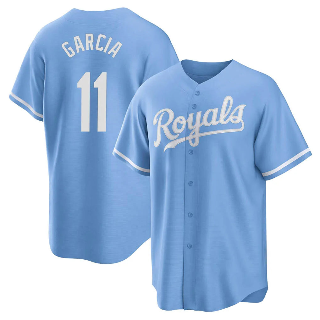 tocy KC.Royals #11 Maikel Garcia Player Light Blue Home Game Stitched Jerseys