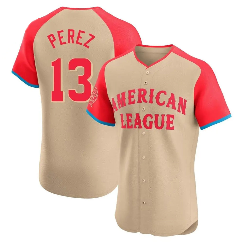 tocy KC.Royals #13 Salvador Perez Player Cream American League All-Star Game Limited Home Stitched Jerseys