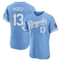 tocy KC.Royals #13 Salvador Perez Player Light Blue Alt Limited Elite Home Stitched Jerseys