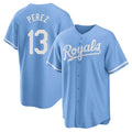 tocy KC.Royals #13 Salvador Perez Player Light Blue Home Game Stitched Jerseys