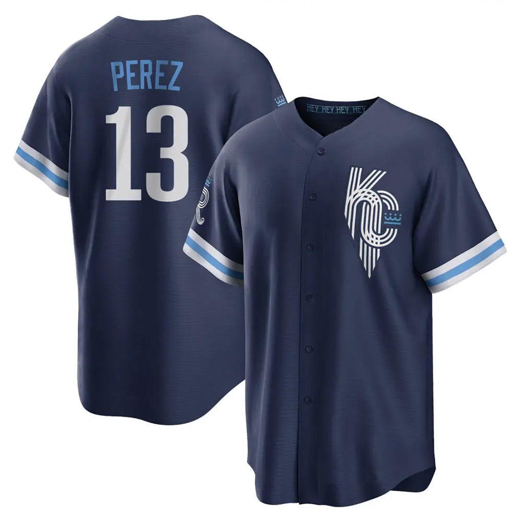 tocy KC.Royals #13 Salvador Perez Player Navy City Connect Home Game Stitched Jerseys
