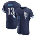 tocy KC.Royals #13 Salvador Perez Player Navy City Connect Limited Elite Home Stitched Jerseys