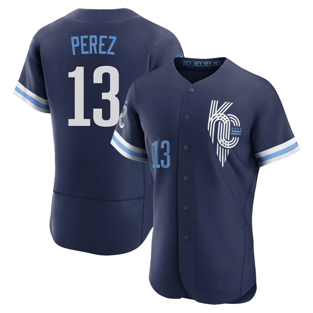tocy KC.Royals #13 Salvador Perez Player Navy City Connect Limited Elite Home Stitched Jerseys