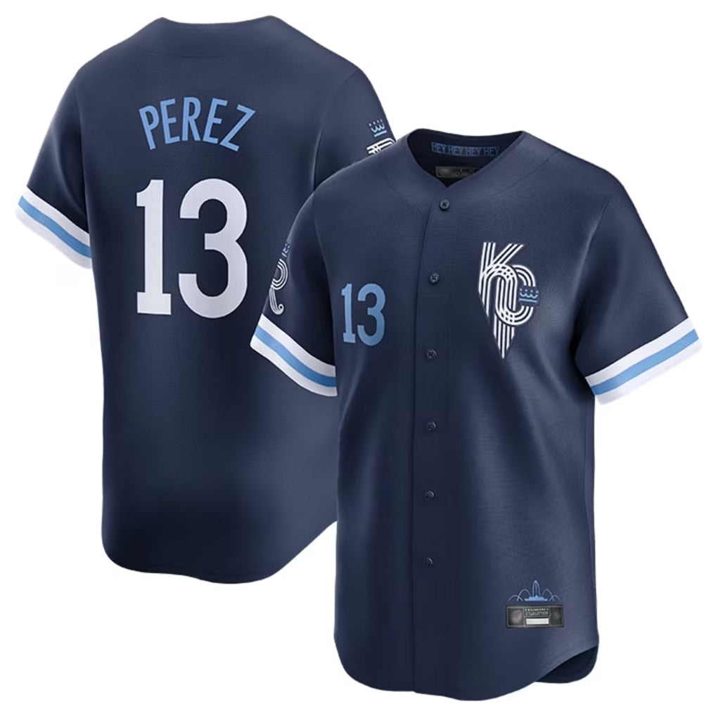 tocy KC.Royals #13 Salvador Perez Player Navy City Connect Limited Home Stitched Jerseys