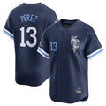 tocy KC.Royals #13 Salvador Perez Player Navy City Connect Limited Home Stitched Jerseys