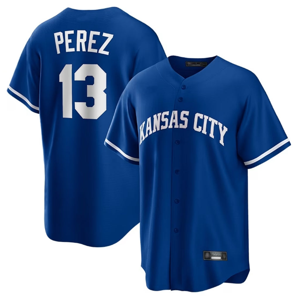tocy KC.Royals #13 Salvador Perez Player Royal Game Home Stitched Jerseys