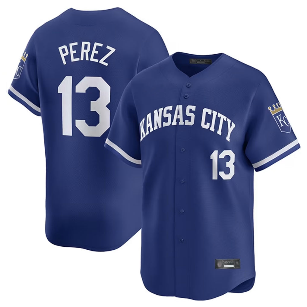 tocy KC.Royals #13 Salvador Perez Player Royal Limited Home Stitched Jerseys
