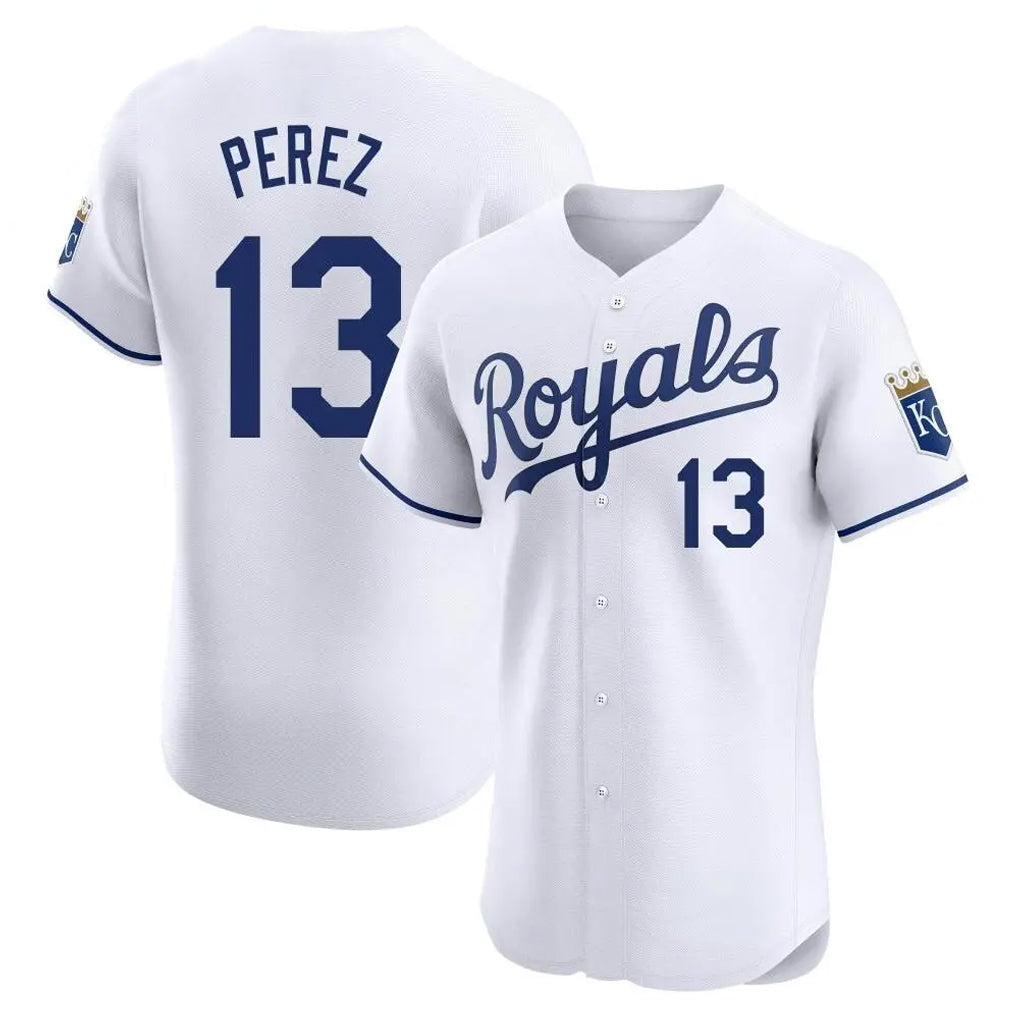 tocy KC.Royals #13 Salvador Perez Player White Alt Limited Elite Home Stitched Jerseys